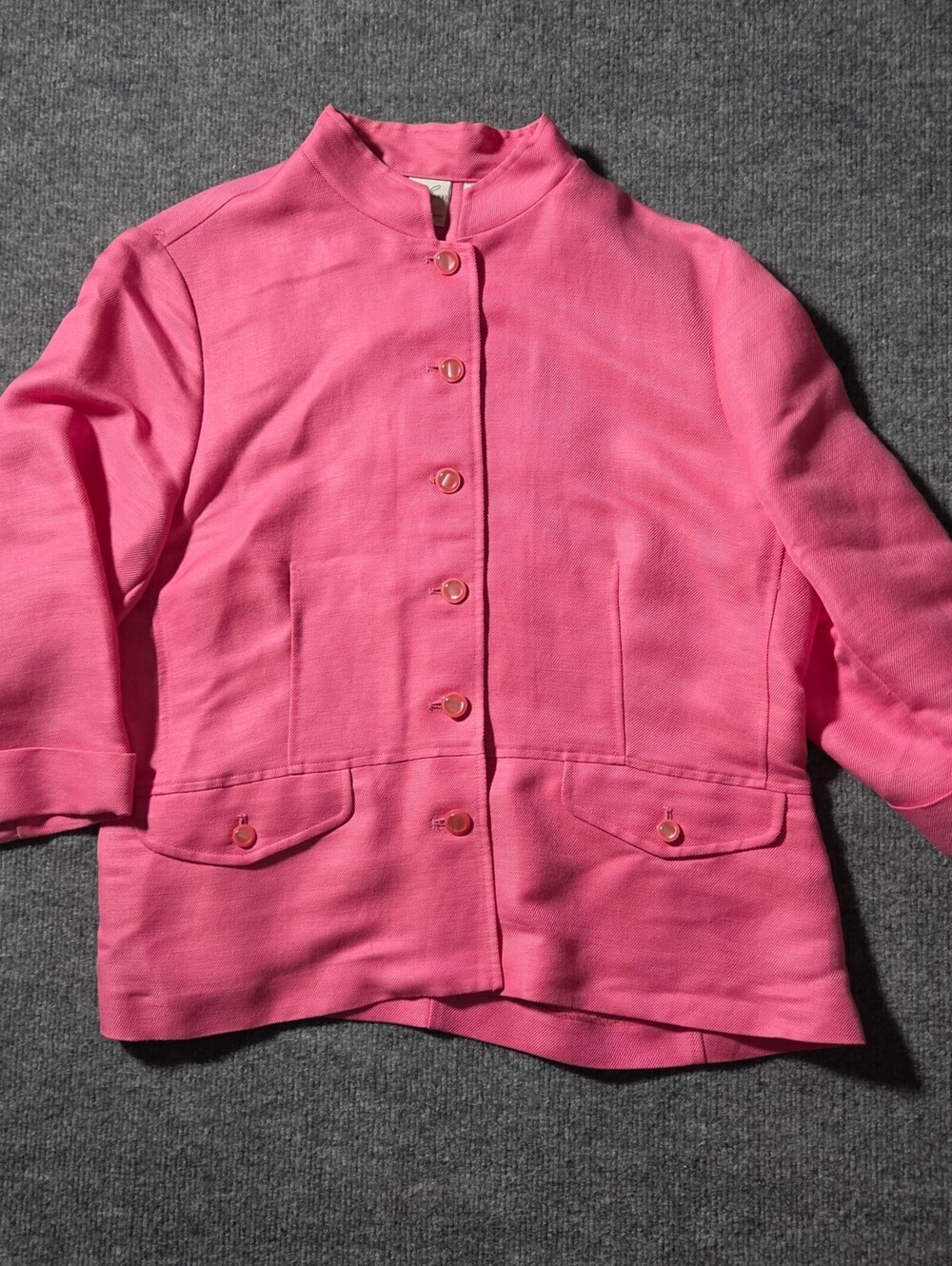 Emma James Pink Linen Blend Button-Up Jacket Size 12